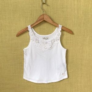 Abercrombie kids white tank w/ lace details (M)